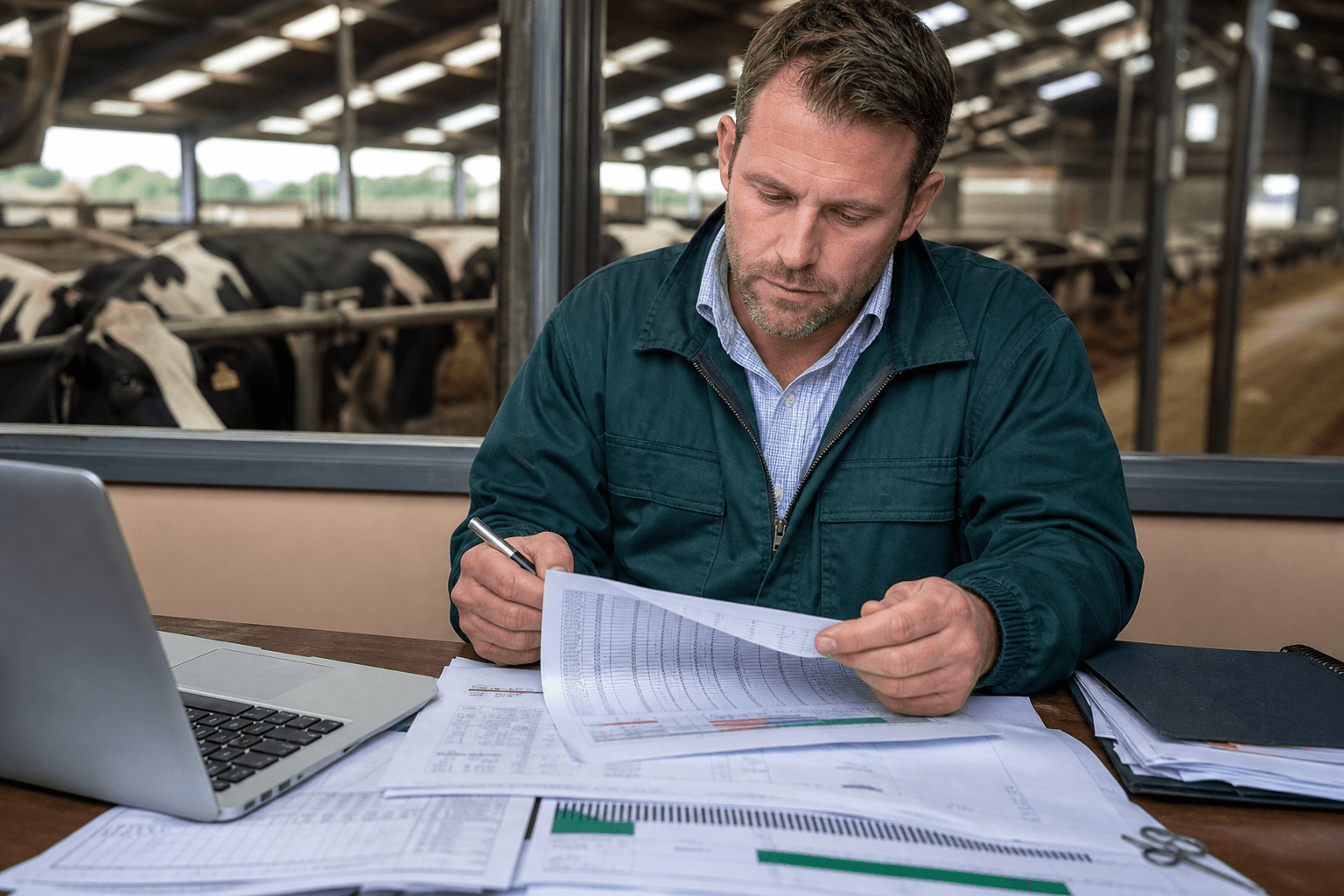 Dairy farm financial planning chart with grooved barn floor representing lameness cost reduction savings